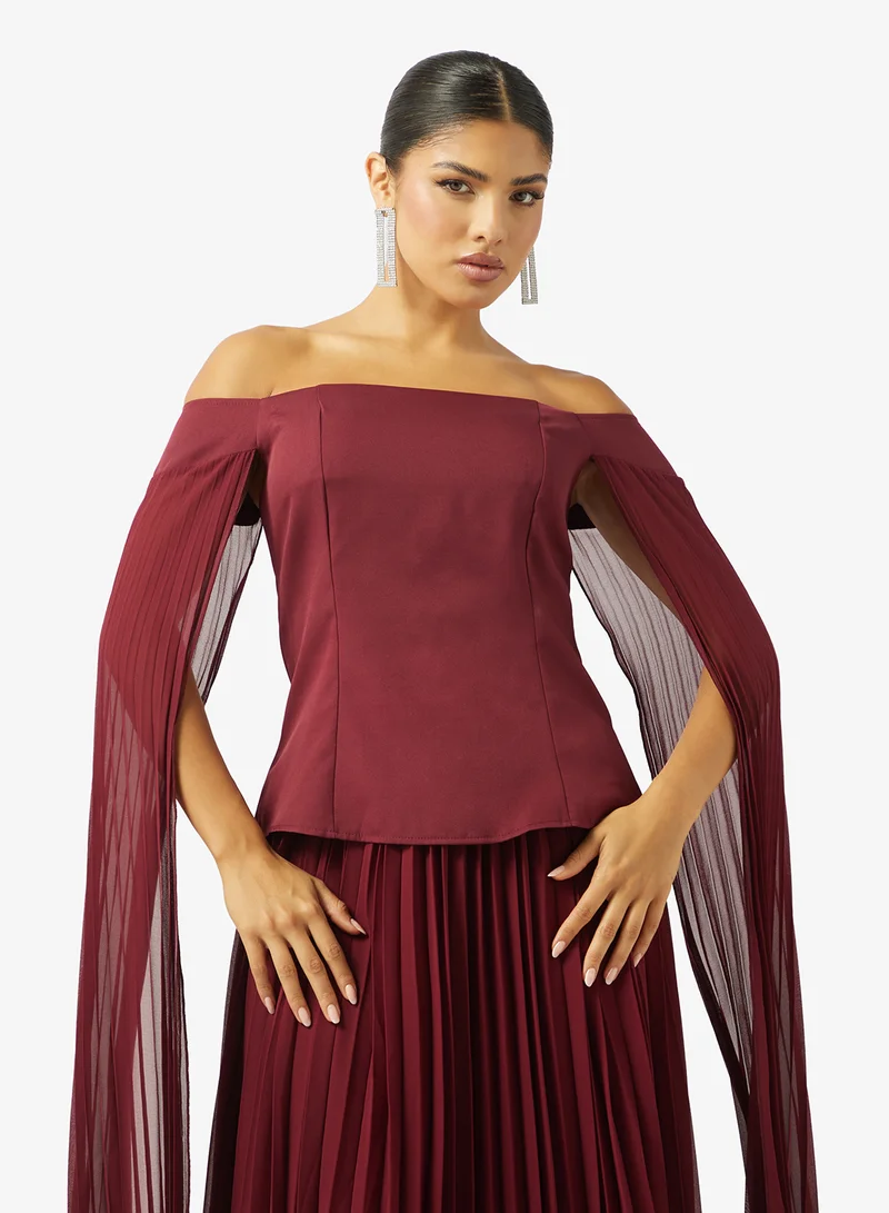 Ella Limited Edition  Off Shoulder A-line Dress With Trail for Women | Best Price UAE